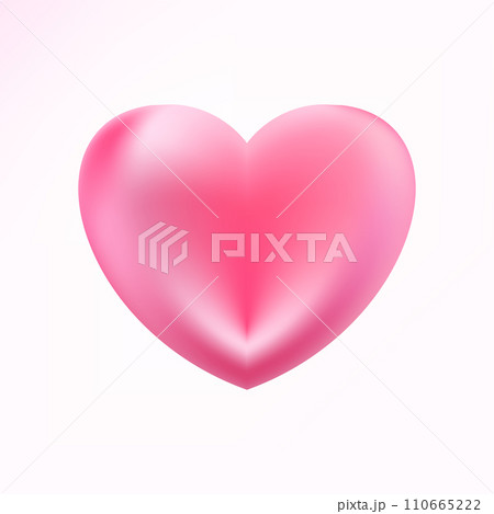 Realistic pink heart icon. 3D heart shape. Vector illustration EPS 10. 110665222
