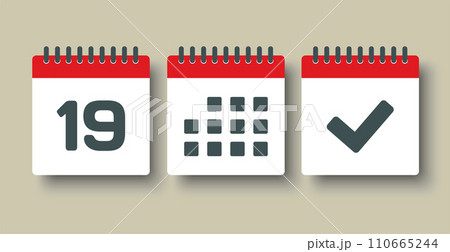 Vector icon page calendar - 19 day, agenda, done Vector icon page calendar - 19 day, agenda, done 110665244