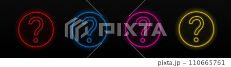 Question neon mark in circle vector icon. 110665761