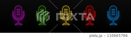 Podcast neon vector icon. Microphone glowing laser symbol 110665766