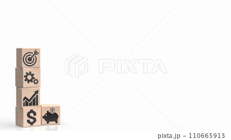 The icon on wood cube for Business concept 3d rendering. The icon on wood cube for Business concept 3d rendering. 110665913