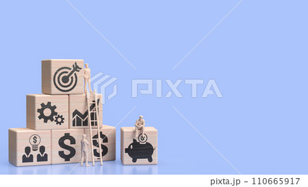 The icon on wood cube for Business concept 3d rendering. The icon on wood cube for Business concept 3d rendering. 110665917