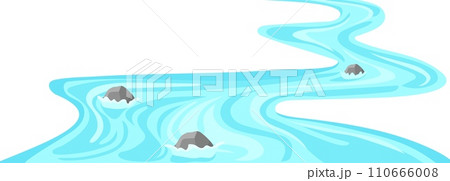 Winding stormy river template. Mountain stream of water Winding stormy river template. Mountain stream of water 110666008
