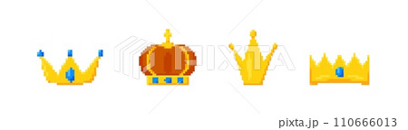 Pixel gold crowns and tiaras set 110666013