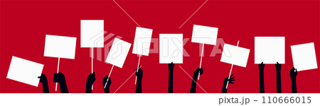 Black hands with blank posters set. 110666015