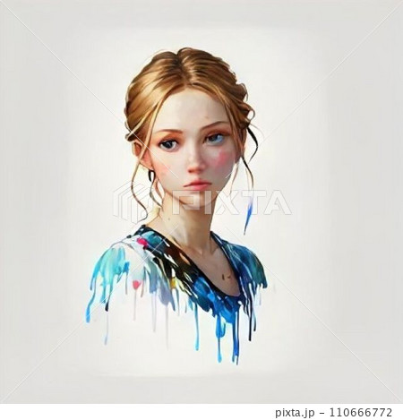 油絵　女性　自画像 110666772