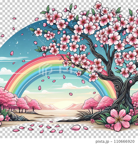 梅花、櫻花、賞花、彩虹 110666920