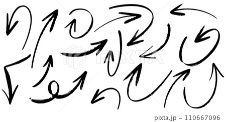 Set of Hand drawn vector arrows doodle on white background. design element vector illustration. 110667096