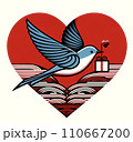 プレゼントを運ぶ青い鳥　blue bird carrying presents 110667200