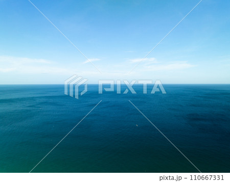 Tropical sea beach landscape blue sky white clouds background,Summer sea landscape background 110667331