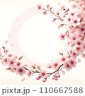 白い背景に桜の花のフレーム　Cherry blossom frame 110667588