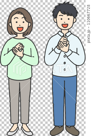 Illustration of a man and a woman with expressions that solve the problem Illustration of a man and a woman with expressions that solve the problem 110667728