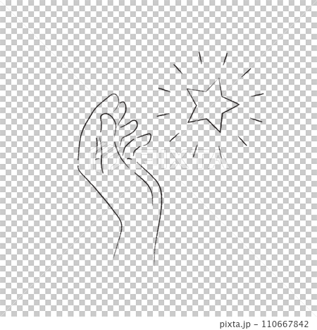 星に触れる手のイラスト 線画 ベクターイラスト08 星に触れる手のイラスト 線画 ベクターイラスト08 110667842