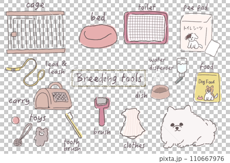 養狗必備物品和護理工具合集，工具名稱，無背景 110667976