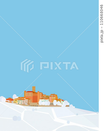 カスティリオーネ・ファッレット　castiglione falletto　ピエモンテ　イタリア　冬 110668046