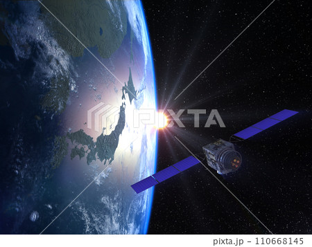 人工衛星 地球 日本 GPS 通信ネットワーク 太陽 人工衛星 地球 日本 GPS 通信ネットワーク 太陽 110668145