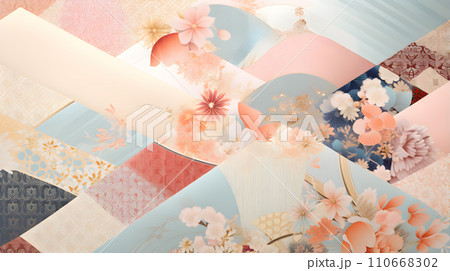 カラフルな和柄背景 110668302
