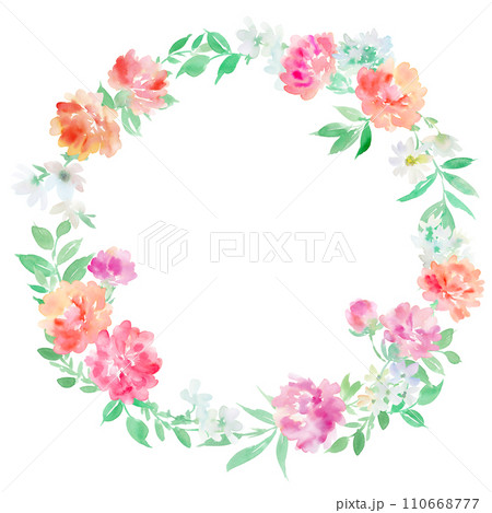 水彩で描いたカーネーションのリースイラスト 110668777