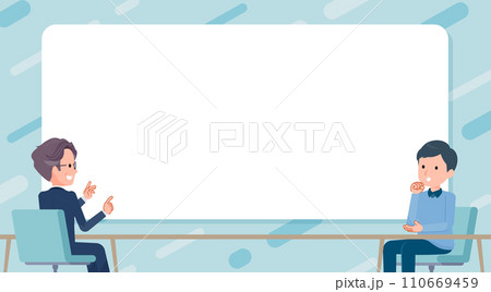 専門家へ相談する男性。見出しタイトルデザイン。 110669459