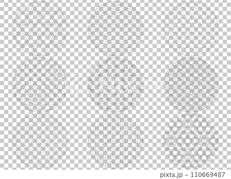 Japanese pattern set, round shape, with frame 110669487