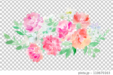 水彩で描いたカーネーションのブーケイラスト 110670163