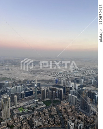 panorama view from the Top of burj khalifa in Dubai panorama view from the Top of burj khalifa in Dubai 110670418