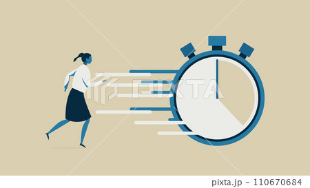 ストップウォッチと走る女性。 110670684