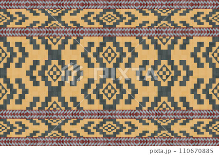 Navajo tribal vector seamless pattern. Native American ornament. Ethnic South Western decor style. Boho geometric ornament. Vector seamless pattern. Mexican blanket, rug. Woven carpet illustration. Navajo tribal vector seamless pattern. Native American ornament. Ethnic South Western decor style. Boho geometric ornament. Vector seamless pattern. Mexican blanket, rug. Woven carpet illustration. 110670885