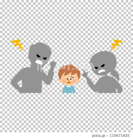 Cute illustration of father and mother getting angry at their child 110671685