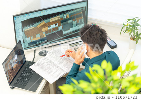 三次元CAD 立体的 3DCG 建築設計 住宅 内観 1人 スマホ 三次元CAD 立体的 3DCG 建築設計 住宅 内観 1人 スマホ 110671723