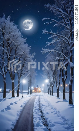 night landscape in winter nature background 110671861