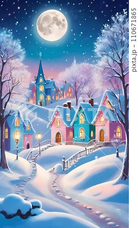 night landscape in winter nature background 110671865