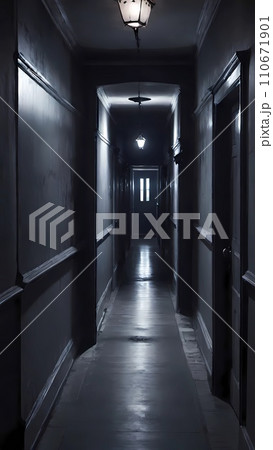 Haunted corridor in abandoned building tunnel Haunted corridor in abandoned building tunnel 110671901