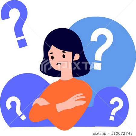a woman with suspicious expression in flat style isolated on background 110672745