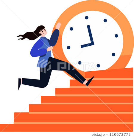 businesswoman running up stair in flat style isolated on background 110672773