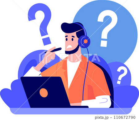 male call center in flat style isolated on background male call center in flat style isolated on background 110672790