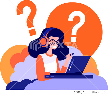 female call center in flat style isolated on background female call center in flat style isolated on background 110672802