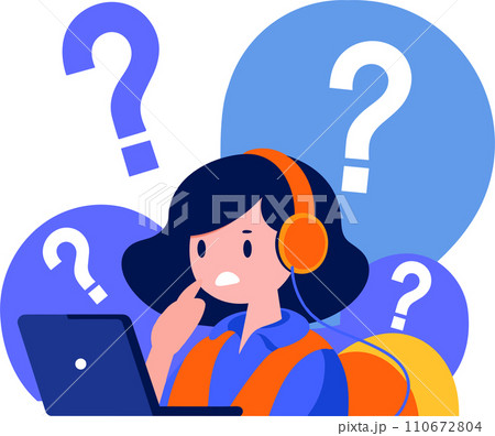 female call center in flat style isolated on background female call center in flat style isolated on background 110672804