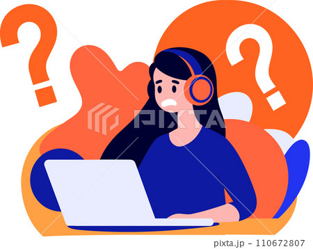 female call center in flat style isolated on background female call center in flat style isolated on background 110672807