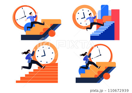 businessperson running up stair in flat style collection 110672939