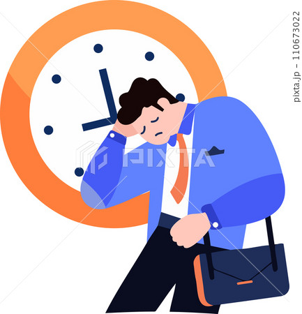 a man tired from work in flat style isolated on background 110673022