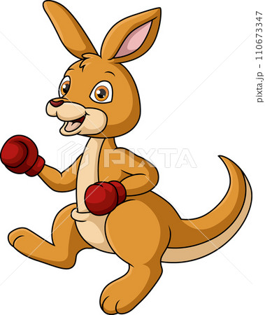 Cute kangaroo boxing cartoon on white background 110673347