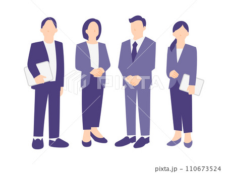 企業で働くさまざまな職種で構成されるチームのビジネスパーソンのイラスト 110673524