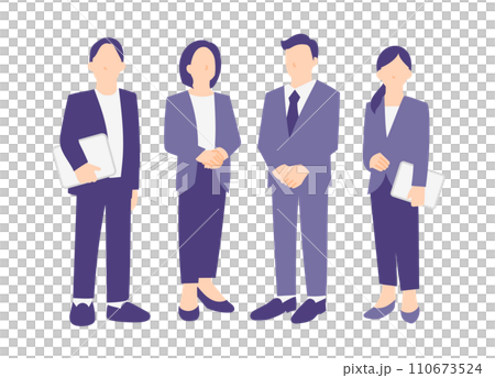 企業で働くさまざまな職種で構成されるチームのビジネスパーソンのイラスト 110673524