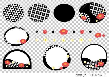 Camellia Japanese pattern frame set Camellia Japanese pattern frame set 110673797