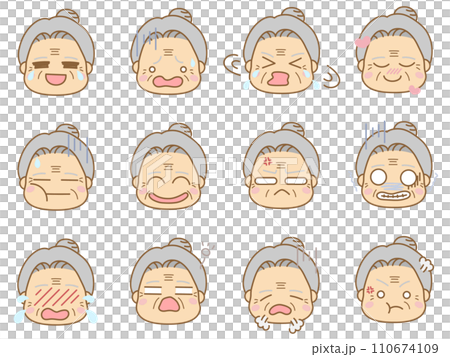 Emoticon icons with various expressions: Grandma 10 110674109