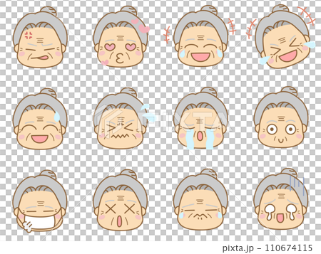 Emoticon icons with various expressions: Grandma 3 110674115