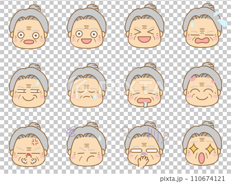 Emoticon icon with various expressions Grandma 5 Emoticon icon with various expressions Grandma 5 110674121