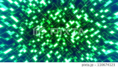 Green energy glowing blocks digital futuristic squares computer bright background 110674123