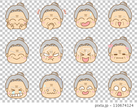 Emoticon icon with various expressions Grandma 6 Emoticon icon with various expressions Grandma 6 110674124